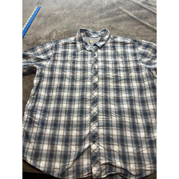 Eddie‎ Bauer Men's Short Sleeve Button-down Shirt Size 2XL Moisture Blue Plaid - Picture 1 of 5